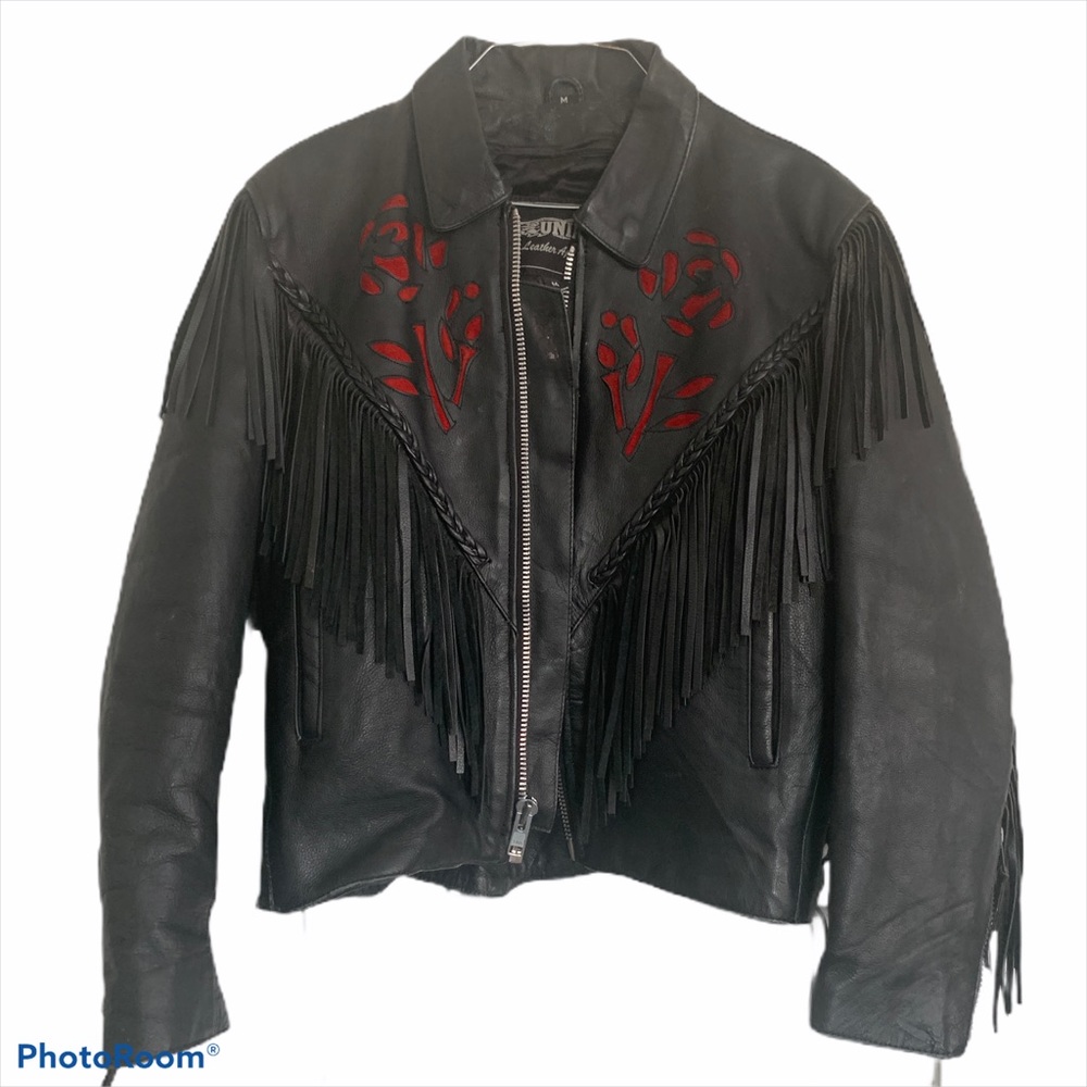 unik tiger king leather motorcycle jacket Vintage